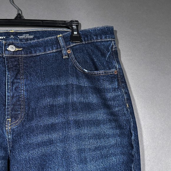 Old Navy Button Fly High Rise Slouchy Straight Secret Slim Pockets Size 18P - Picture 7 of 14